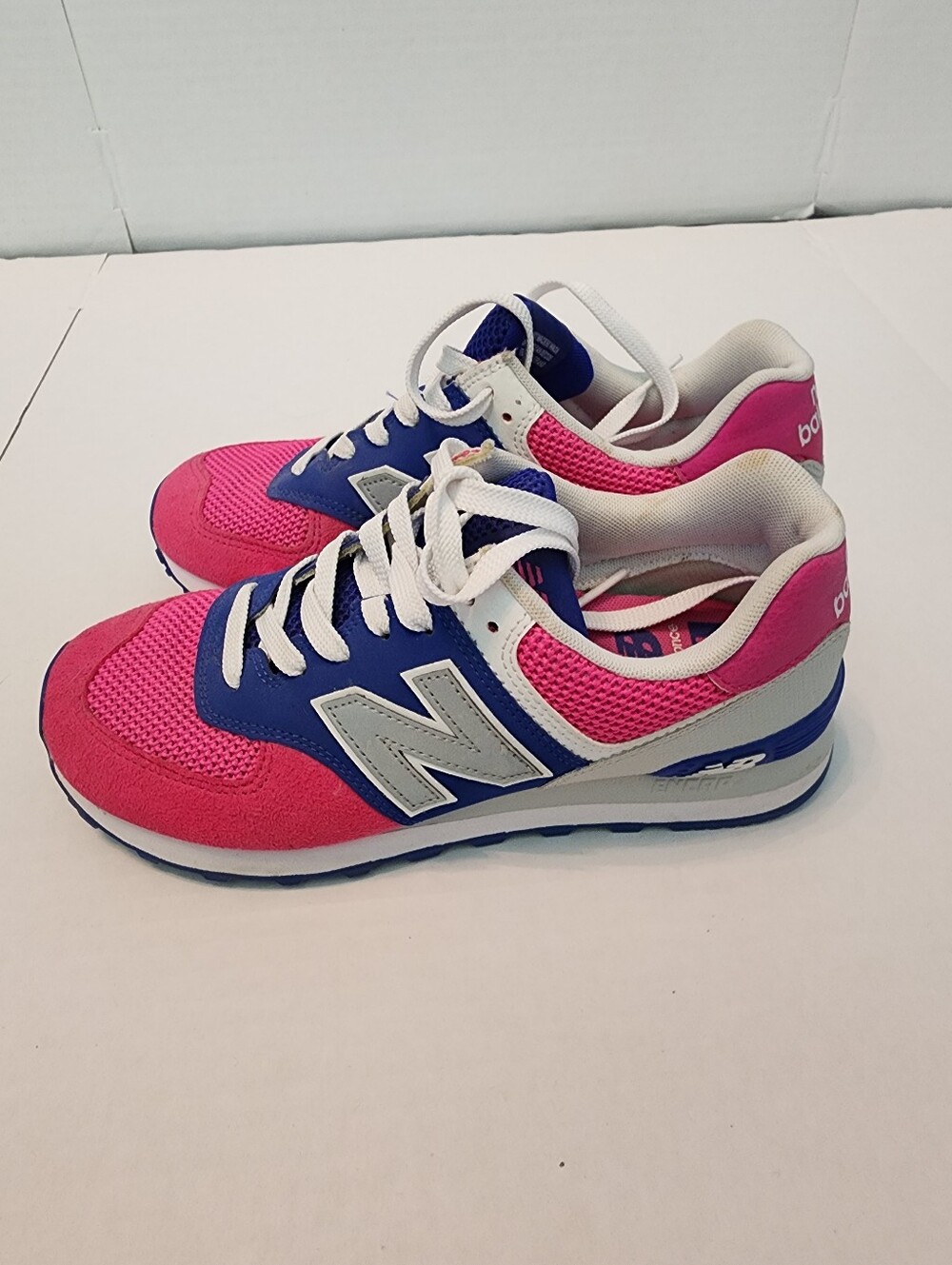 New Balance Woman's Pink and Blue Tennis Shoes - Picture 3 of 6